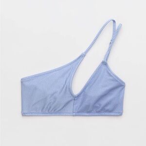 Women's Shimmery Blue Ribbed Bikini Top